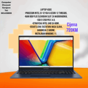 Laptop Asus Intel i3-1215U, RAM 8GB, SSD 512GB