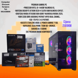 Premium PC Intel i5-14400f, RTX5060, 32GB DDR5, 1TB SSD