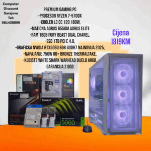 Gaming PC Ryzen 7-5700X, RTX5060, 1TB SSD, RAM 16GBPROCESN 7-5700X