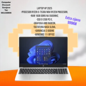 Laptop HP Ryzen 5-7530U, RAM 16GB DDR5, SSD 512GB