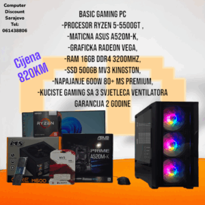 Gaming PC AMD RYZEN 5-5500GT. 16GB RAM, SSD 500GB