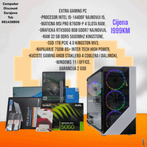 Gaming PC Intel i5-14400F, RTX5060, RAM 32GB DDR5, SSD 1TB