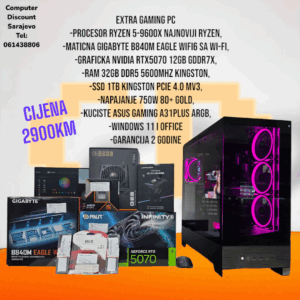 Gaming PC Ryzen 5-9600X, RTX5070, RAM 32GB DDR5, 1TB SSD