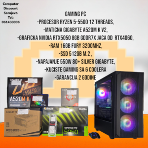 Gaming PC Ryzen 5-5500, RTX5050 8GB, RAM 16GB, SSD 512GB