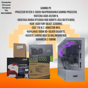 Gaming PC Ryzen 5-5600X, NVIDIA RTX5050, 16GB RAM, 1TB SSD