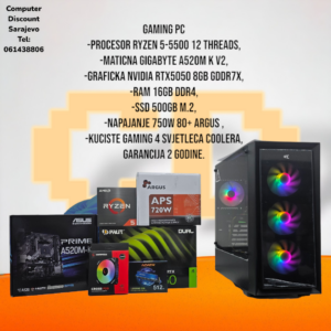 Gaming PC Ryzen 5-5500, RTX5050 8GB, RAM 16GB, SSD 500GB