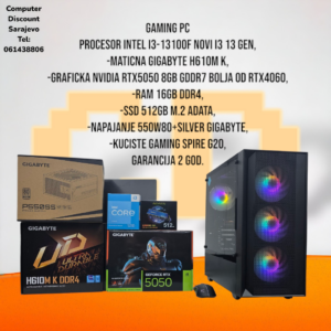 Gaming PC Intel i3-13100F, RTX5050, RAM 16GB, SSD 512GB