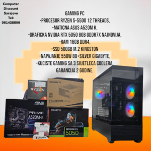 Gaming PC Ryzen 5-5500, RTX5050 8GB, RAM 16GB, SSD 512GB