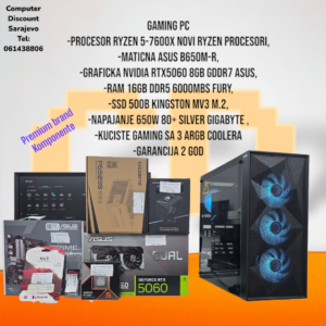 Gaming PC Ryzen 5-7600X, RTX5060, 16GB DDR5, 500GB SSD