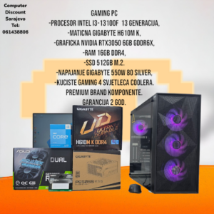 Gaming PC Intel i3-13100F, RTX3050, RAM 16GB, SSD 512GB