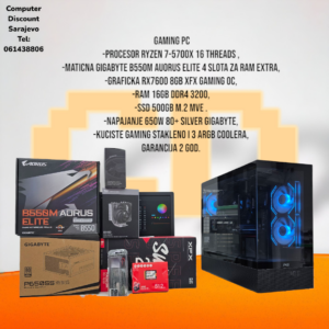 Gaming PC Ryzen 7-5700X, RX7600, RAM 16GB, SSD 500GB