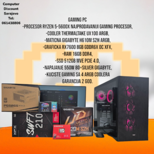 Gaming PC Ryzen 5-5600X,RX7600, 16GB RAM, 512GB SSD
