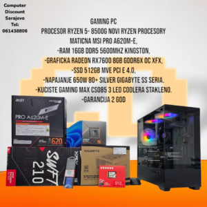 GAMING PC Ryzen 5-8500G, RX7600, RAM 16GB DDR5, 512GB SSD MVE